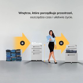 Kontenerek pod biurko szary, 390x600x500 mm: KATE