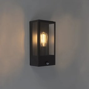 Lampa ścienna zewnętrzna czarna z czujnikiem ruchu IP44 - Rotterdam