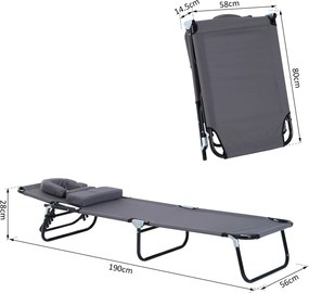 Outsunny Leżak do Opalania z Okienkiem do Czytania Otwór na Twarz Funkcjonalny Szary | Aosom PL