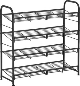 Regał na buty IRON, 4 półki, 68,5x27,5x65 cm, czarny SongmicsHome