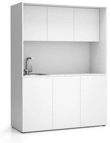 Kuchnia biurowa NIKA ze zlewem i kranem 1481 x 600 x 2000 mm, biały, lewo
