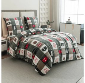 PrzytulneMieszkanie.pl PrzytulneMieszkanie.pl PrzytulneMieszkanie.pl Zestaw pościeli z mikropluszu CHRISTMAS SOCKS zielone + prześcieradło z mikropluszu SOFT 90x200 cm białe, pojedyncze łóżko