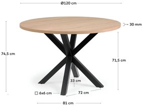 Czarno-naturalny okrągły stół ø 120 cm Argo – Kave Home