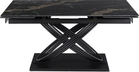 Zestaw Stół Rozkładany IBIZA 160-240 cm Czarny Marmur i 4 Krzesła Tapicerowane JUNE Szare Sztruksowe