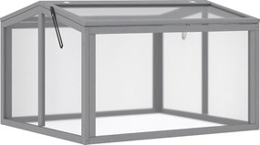 Outsunny Szklarnia Ogrodowa z Drewna i Poliwęglanu Jasnoszara Odporna na Pogodę 90x80x58cm | Aosom PL