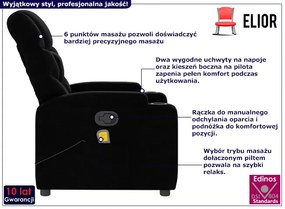 Czarny klasyczny fotel z masażem - Luzof 3X