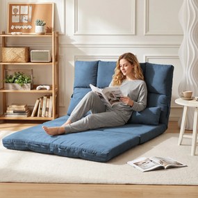 HOMCOM Wygodna Sofa Podłogowa Składana - Regulowane Oparcie, Niebieska, 102x73x60cm - Relaks w Salonie