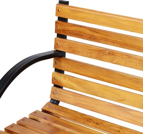 Outsunny Ławka Ogrodowa Parkowa 2 Osoby Stal i Drewno Sosnowe Naturalny Kolor Wygodna i Stylowa 122x60x80cm | Aosom PL