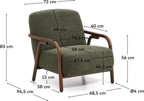 Ciemnozielony fotel z tkaniny szenilowej Sylo – Kave Home