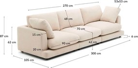 Beżowa sofa z tkaniny szenilowej 300 cm Gala – Kave Home