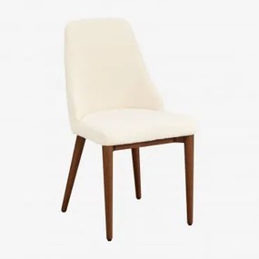 Zestaw 4 Tapicerowanych Krzeseł Do Jadalni Leiden Ciemne Drewno & Chenille Biały - Sklum