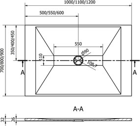 Mexen Toro brodzik prostokątny SMC 100 x 80 cm, biały - 43108010