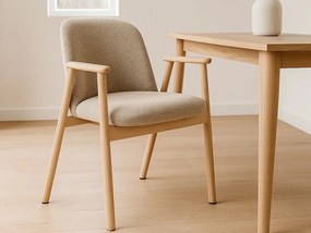 2x Krzesło Ligna wood dębowe z podłokietnikami, Beige 60