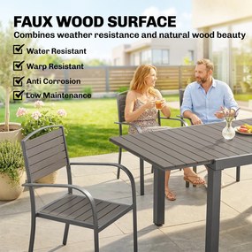 Outsunny Zestaw Mebli Ogrodowych 7-częściowy Z Rozkładanym Stołem i 6 Krzesłami, Design Lameli Drewna, Rama Aluminiowa | Aosom PL