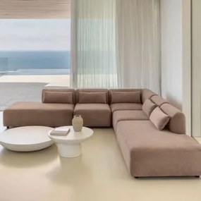 Fogler 5-częściowa Narożna Sofa Modułowa Z Podwójnym Szezlongiem Sztruksu Camel - Sklum