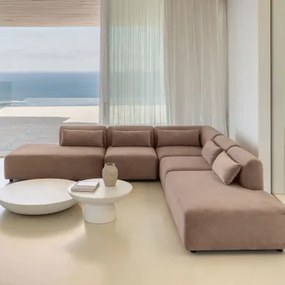 Sofa Modułowy Narożny 5-częściowy Z Podwójnym Szezlongiem Fogler Sztruks Brąz Karmelowy - Sklum