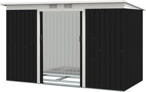 Outsunny Altana ogrodowa stalowa szopa na narzędzia z oknem i drzwiami przesuwnymi 277x130x173 cm szara | Aosom PL