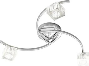 Lampa sufitowa Metropolitan Toplight 3-punktowa z gniazdem G9, chromowaną ramką i szkłem hartowanym, nowoczesny design 50x50x12cm