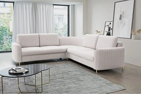 Narożnik LAREN nowoczesna sofa z funkcją spania pojemnik na pościel lewa strona CASTEL 04 251x251x85 cm