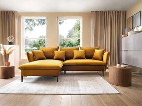 Masseno Narożnik SOLE z funkcją spania i pojemnikiem na pościel Narozniki L, Rozkładana sofa - Żółty, RIVIERA 41