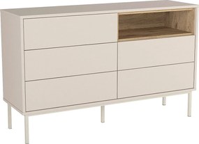 Komoda 5 szuflad i 1 wnęka - Beżowy i jasnodrewniany - FAZYRA