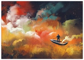 Obraz - człowiek unoszący się w kosmosie (70x50 cm)