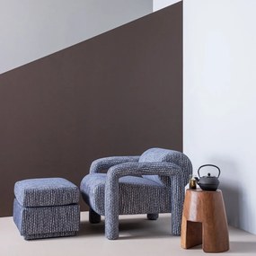 Szaroniebieski tapicerowany podnóżek Lou – WOOOD