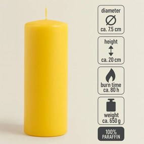 Zestaw świec słupkowych, 20 cm, Ø 7,5 cm, żółty, 2 sztuki.