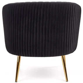 CROWN fotel wypoczynkowy czarny, złoty, glamour, klasyczny, velvet, welur