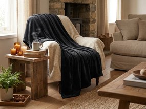 Mikropluszowy koc SOFT, czarny Rozmiar: 160 x 200 cm