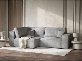 Szary sztruksowy rozkładany/ze schowkiem narożnik (lewostronny/w kształcie litery L) Tonga – Maison de Rêve