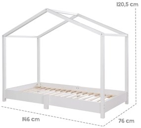 Białe łóżko dziecięce w kształcie domku 70x140 cm Montessori – Roba