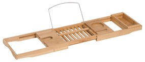 HOMCOM Półka na Wannę Bambusowa Rozsuwana Nakładka na Wannę Naturalny Kolor 70-105x21 8x5cm | Aosom PL