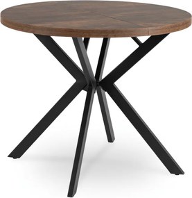 Stół Okrągły Rozkładany LUGO 90-190 cm Dąb Rustykalny/Czarny Loft