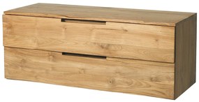 Szafka łazienkowa wisząca  z jasnego drewna tekowego - 2 szuflady - 115 cm - BIMBING