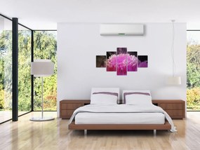 Obraz kwiatu w różowym dymie (125x70 cm)