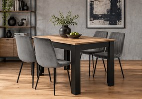 Zestaw jadalniany stół dąb craft 120x80 cm i 4 szare krzesła welurowe Viborg 02