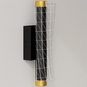 HOMCOM Lampa ścienna LED do wnętrz z geometrycznym wzorem siatki, regulowana, czarna