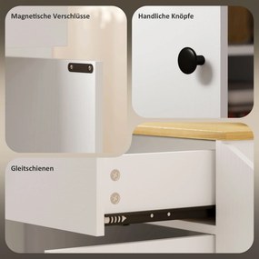 HOMCOM Wózek Kuchenny z Szufladą, Szafką, Półką na Przyprawy, Uchwytem na Ręcznik, 82 x 38 x 86,5 cm, Biały/Dąb