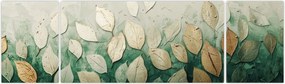 Obraz - Złoto-zielone liście (170x50 cm)