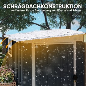 Outsunny Schowek ogrodowy na narzędzia, szopa na narzędzia ogrodowe, z oknem i otworami wentylacyjnymi, zamknięcie na klucz, stal, Ciemnoszary