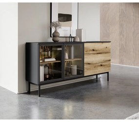 Elegancka komoda Last z półkami i szufladami 180 cm piękne lamele