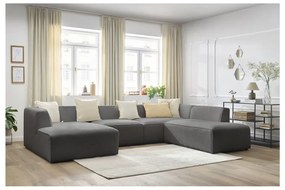 Ciemnoszary narożnik modułowy z materiału bouclé (prawostronny/w kształcie litery U) Megeve – Bobochic Paris