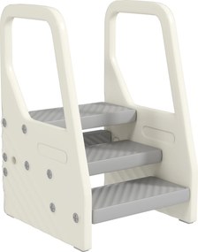 AIYAPLAY Dziecięcy taboret z regulacją z 3 na 2 stopnie, z uchwytem, antypoślizgowy, do różnych pomieszczeń, plastikowy, Szary