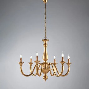 Żyrandol Lucca Antique Gold Wood 6 świateł 129 Ø86 BL271-6-OR
