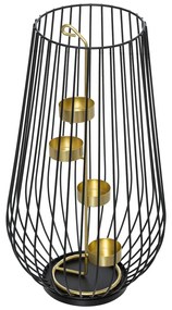 Metalowy świecznik ze złotym detalem, tealight, 45 cm