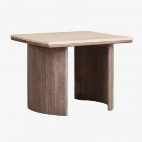 Stolik Kawowy Casilda Z Trawertynu I Drewna Akacjowego Travertine & 55 X 55 X 45 Cm - Sklum