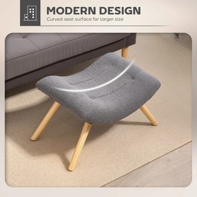 HOMCOM Nowoczesny podnóżek z materiałem Fleece i drewnianymi nogami, tapicerowany, do salonu, sypialni, korytarza, Ciemnoszary