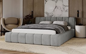 Emporius Bolonia łóżko 160 x 200 cm - pojemnik i stelaż,gruba pianka - łóżko tapicerowane 160x200 w nowoczesnym stylu - tkanina aksamitna, szary (Magic Velvet 2217)