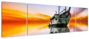 Obraz - Wschód słońca nad wrakiem łodzi (170x50 cm)